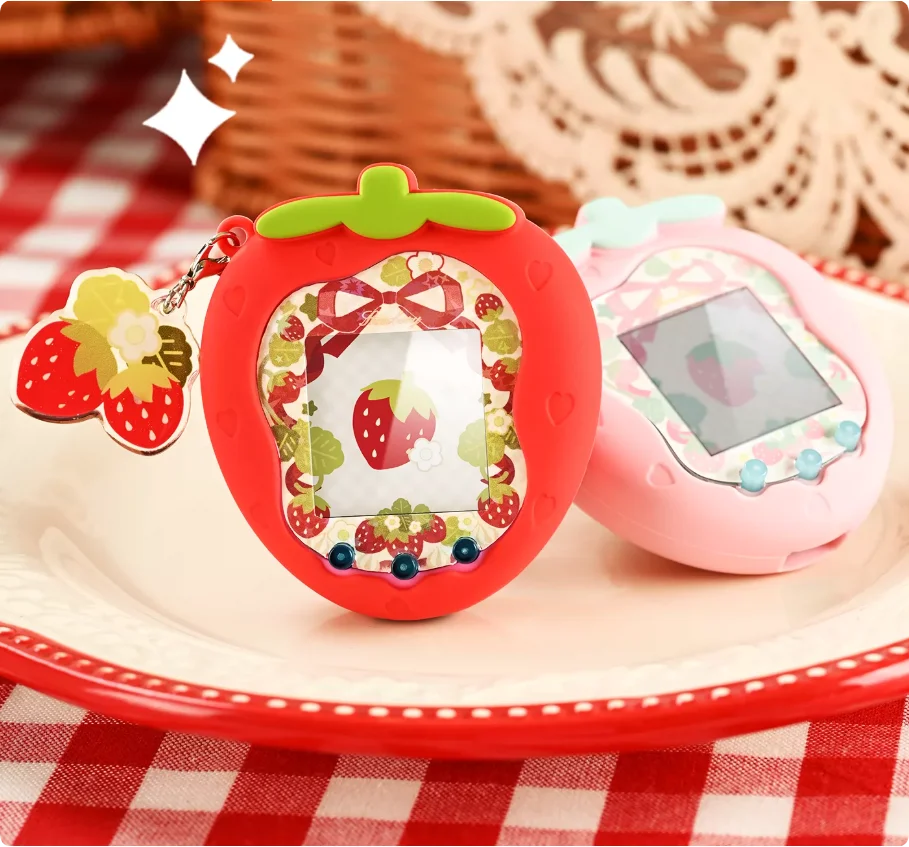 Strawberry Silicone Soft Protector Shell Panel Sticker Skin Keychain‌ For Tamagotchi Uni Protective Case Full Cover Accessories