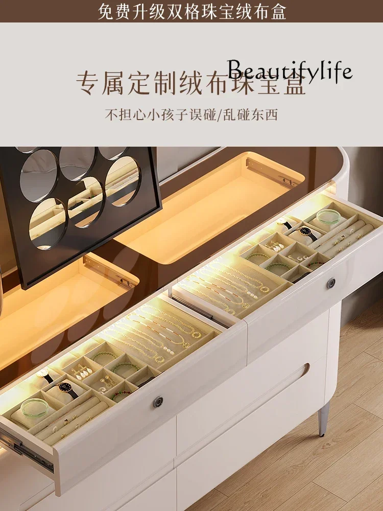 C Bedroom French Cream Light Luxury Wall TV Cabinet Storage Locker Ultra-thin Eight-bucket Bedside Cabinet