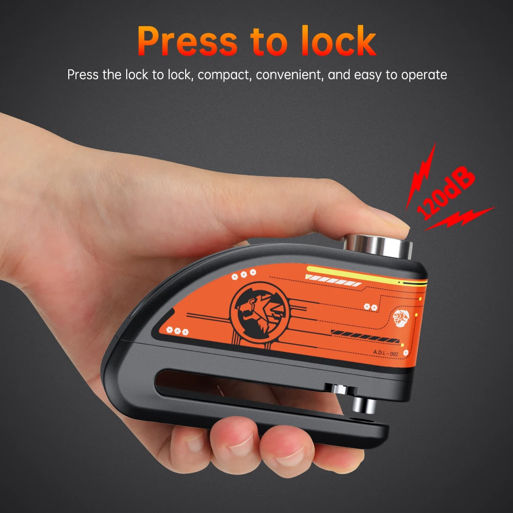 GADPOW New Bicycle Disc Brake Lock,  IP67, Zinc Aluminum Alloy Material, 120dB, Two Working Modes Ultra Long Endurance