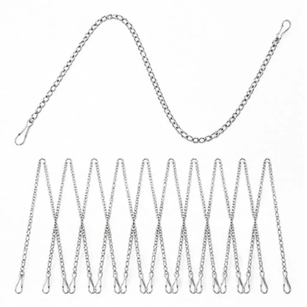 10Pcs Hanging Chain Advertising Chain Silver Iron 50Cm Snap Clips for Bird Feeder Lantern Planter Wind Chime Billboard Indoor