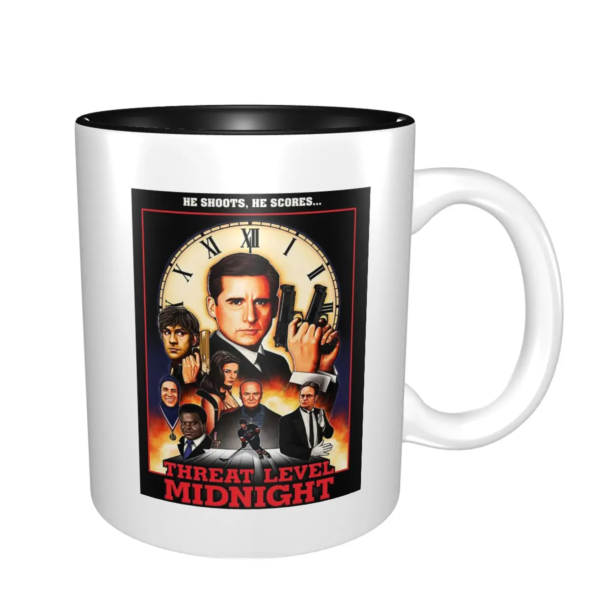 Threat Level Midnight Mug Funny Ceramic Coffee Cups Tea Mugs Milk Cup Drinkware Gift for Woman Man