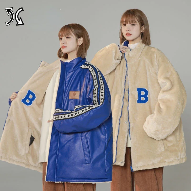 New Winter Coats for Women PU Leather Jackets Fur Lined Coat Warmth Parkas Loose Men's Jackets Free Shipping Fashion Streetwear