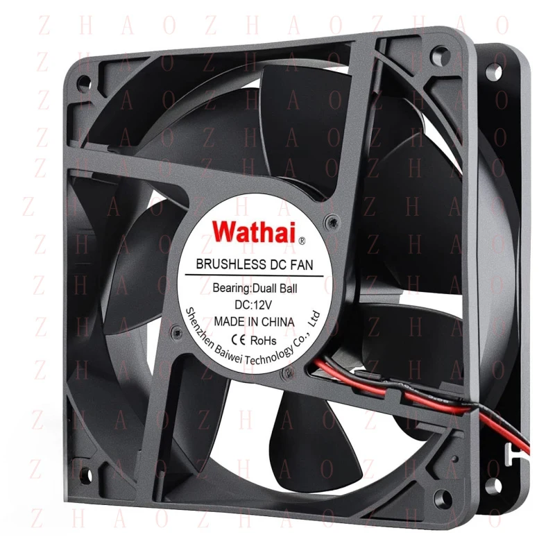 

L+ for Wathai 120Mm X120 X 38Mm 12V 2Pin Dual Ball 12Cm Industrial Cooling Fan High Air