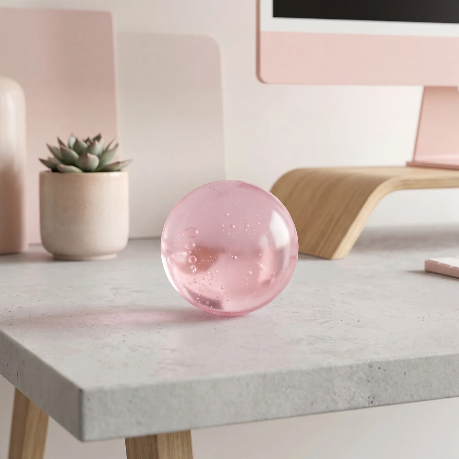 

2PCS Pink Stress Ball Slow Rising Squishy Toy Soft Squeeze Fidget Toy for Stress Relief Office Desk Decor Gift for Kids Adults