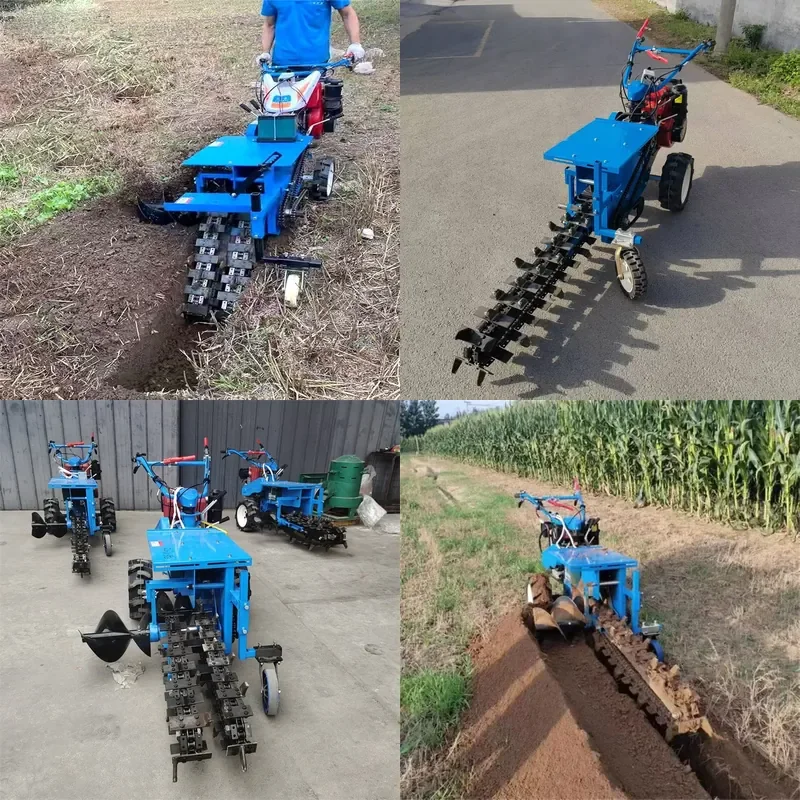 Single and Double Chain Trenching Machine for Agricultural Use Handheld Multi-Functional Small Pipeline Trencher