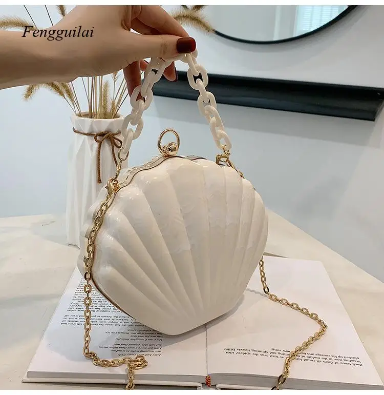 Kształt muszli kopertówka na imprezę torba wieczorowa 2021 nowa elegancka torba Crossbody dla kobiet torba na ramię z łańcuchem eleganckie torebki i torebki