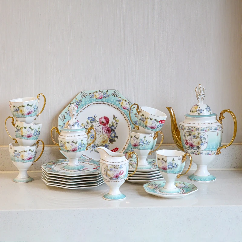 Export gift boxes, European court style retro luxury ceramic decals teapots coffee cups and saucers dessert plate sets