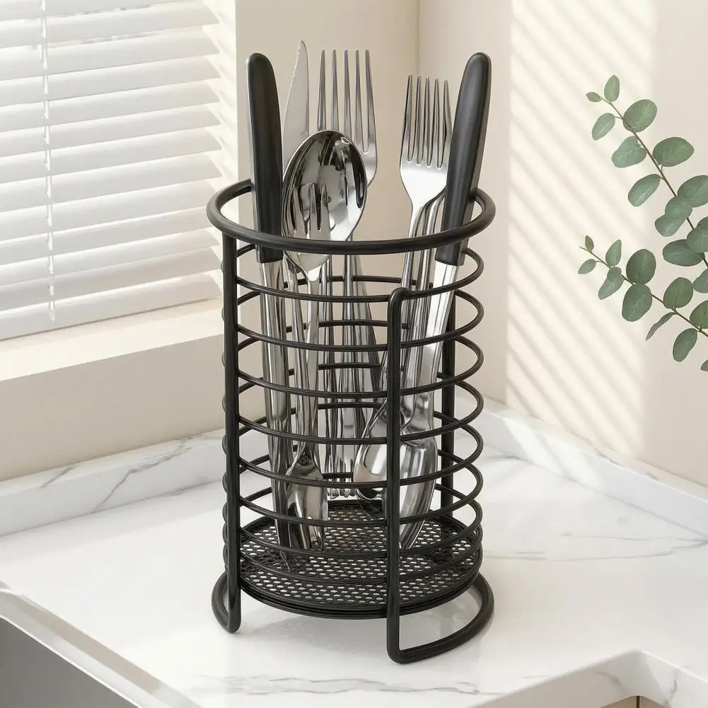 

Large Capacity Round Chopstick Cage Draining Cutlery Container with Ventilation Holes, Organizer for Kitchen Countertop