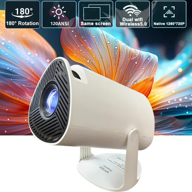 

Проектор HY300 Android 11.0, 120 ANSI, WiFi 6, Allwinner H713, Dual WiFi, HD, нативное разрешение 1280*720p, поддержка декодирования видео 4K, автоматическая коррекция изображения.