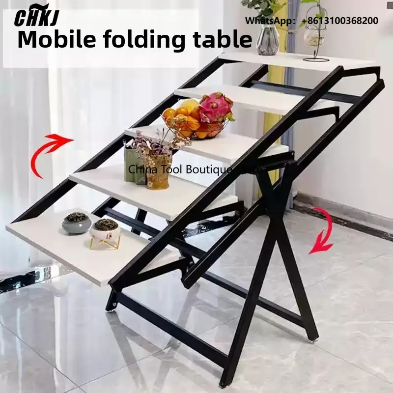 Folding Table Deformed Dining Apartment Multifunctional Shelf Foldable Rotating Flower Stand Multipurpose Folding Solid Wood