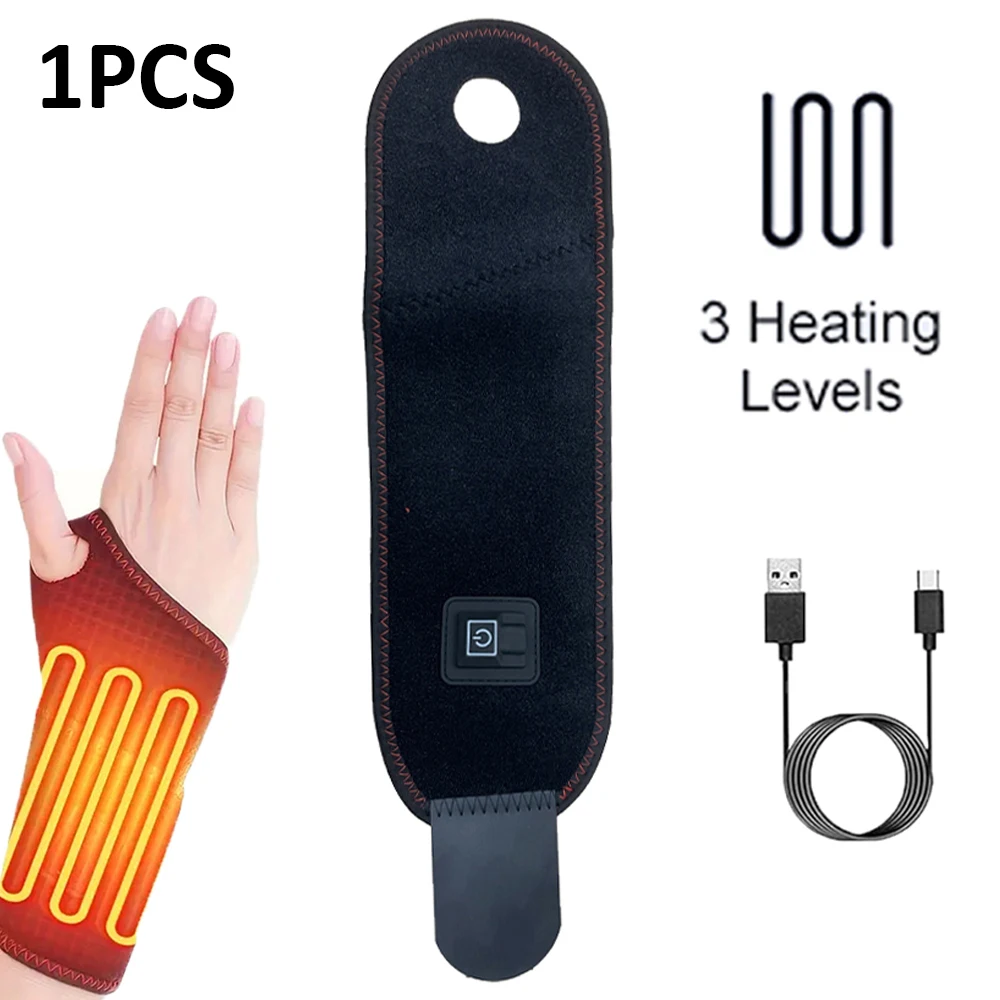 دعامة معصم للتدفئة قابلة للتعديل، 3 مستويات، ضغط ساخن، حزام لف اليد الدافئة، حزام معصم لحماية اللياقة البدنية، مناسب لليد اليمنى واليسرى