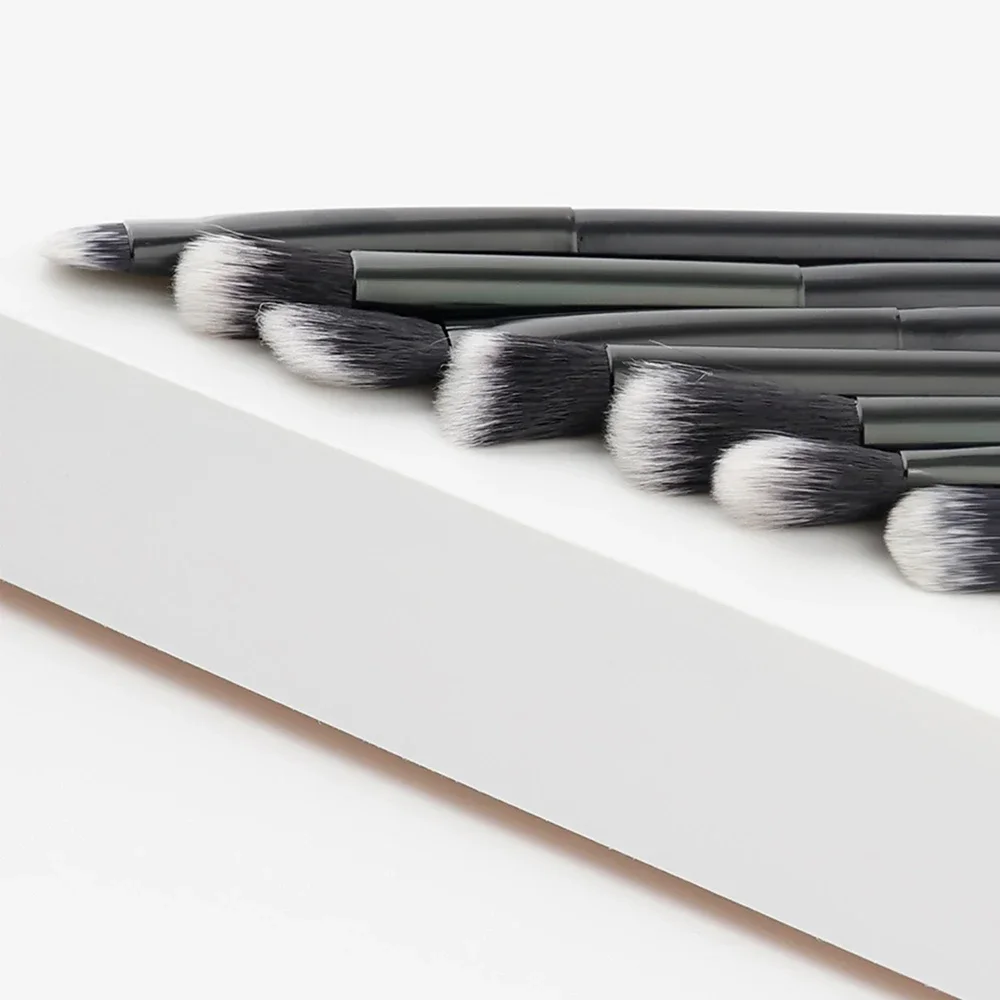 Zwarte vouw oogschaduw make-up kwasten Zacht synthetisch haar Draagbare oogmake-up set Reiscosmetische borstel voor make-up