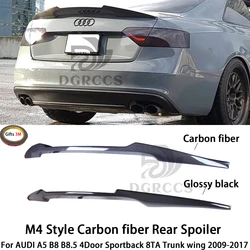 For AUDI A5 B8 B8.5 4Door Sportback 8TA M4 Style Carbon fiber Rear Spoiler Trunk wing 2009-2017 Carbon fiber Glossy black(NO S5)