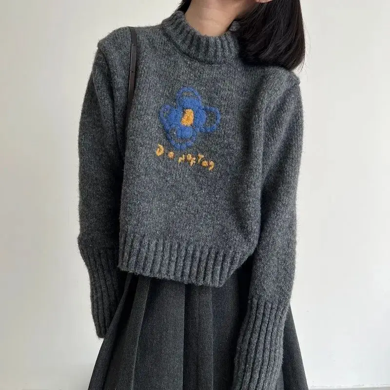 

Knitted Pullover Sweater Crochet New Autumn And Winter Thick Wool Thick Thread Pullover Casual Sweater Korean Style Fashion