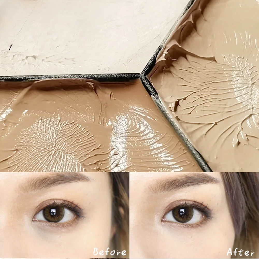 크리미 3-in-1 컨실러 팔레트 풀 커버리지 오일 컨트롤 롱래스팅 다크 스팟, 붉은기, 모공 프라이머 & 컨투어 화장품