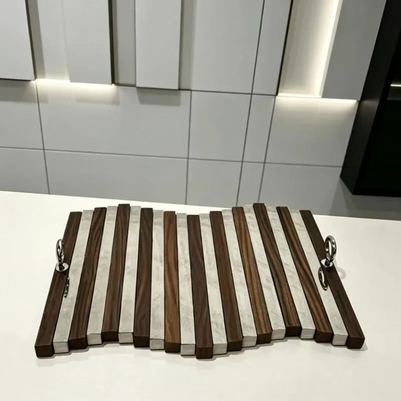Retro decorative tray, unique luxury wood aesthetic tray, dining table decoration, bedroom accessories, home improvement props