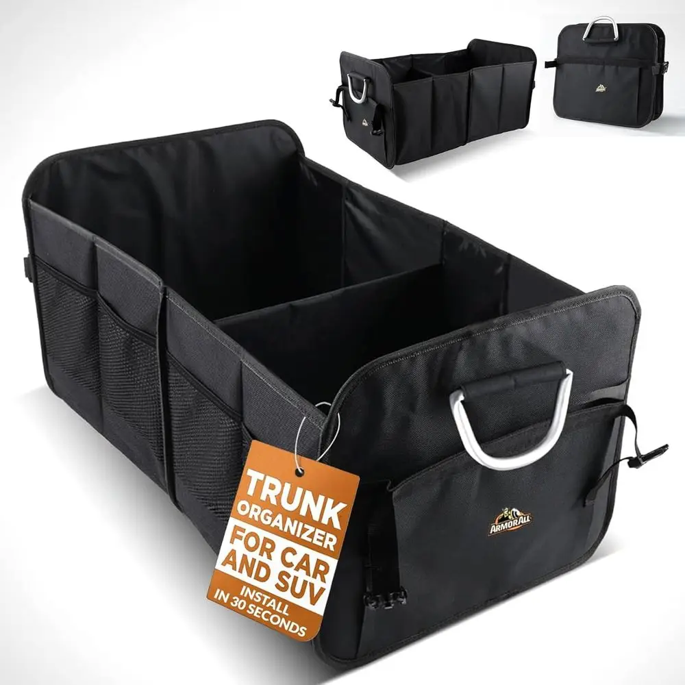 

Collapsible Multi-Component Car Organizer with Strong Handles, Waterproof, Suitable for Any Car, SUV, Mini-Van, Black