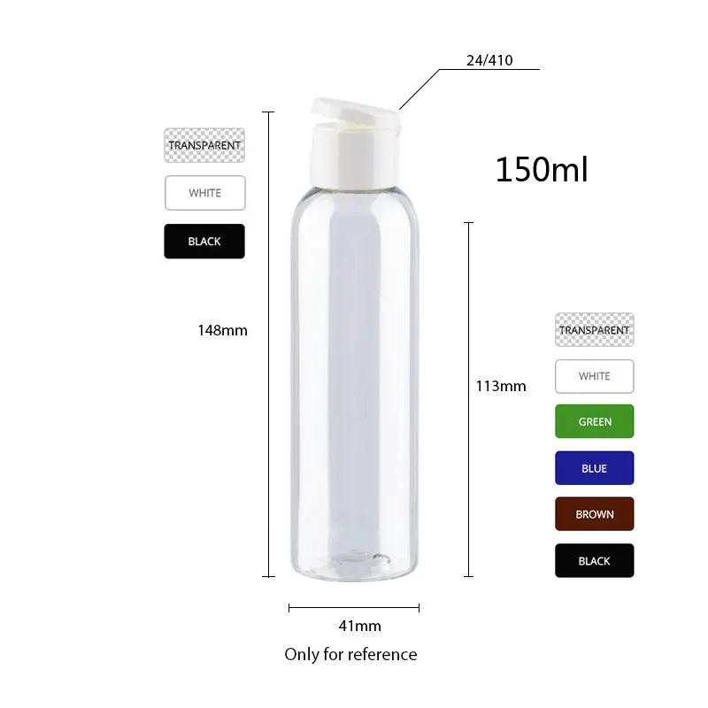 25pcs 150ml 200ml 250ml Empty Clear Amber Refillable Cosmetic Bottle With Plastic Flip Cap 200cc Capacity PET Shampoo Container