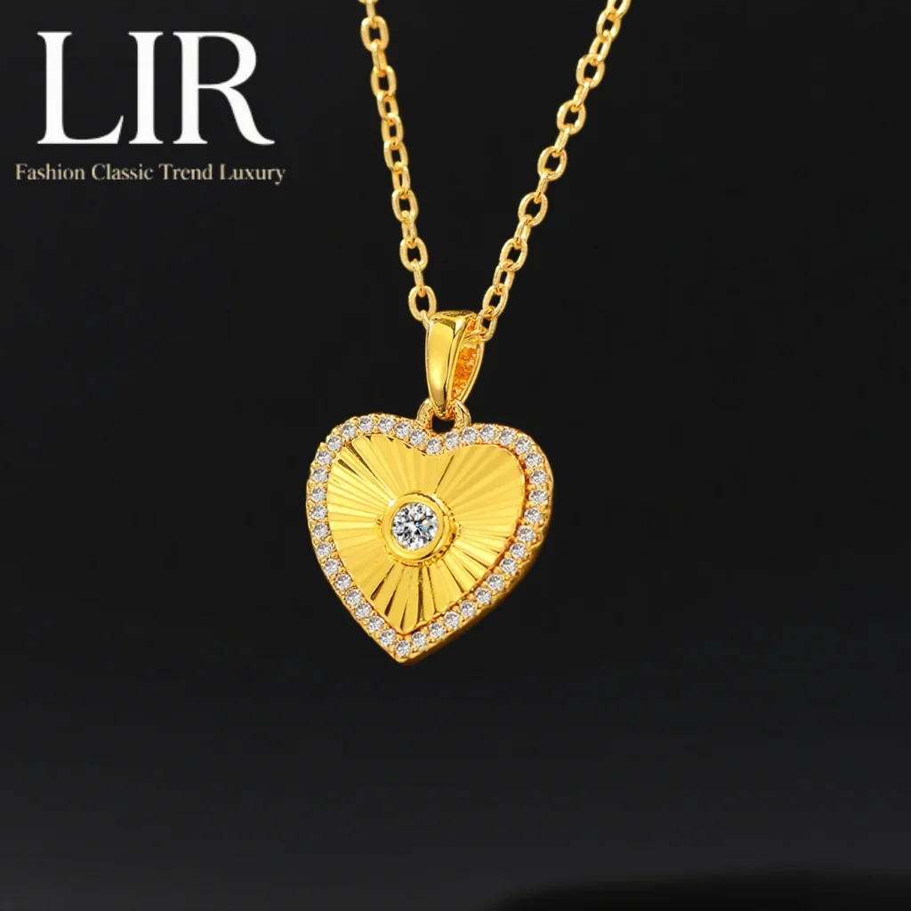 

LIR Fadeless Non - deformable Heart Pendant Necklace: Latest Plating, Zircon Inlay, Symbol of Sincerity, Women's Jewelry