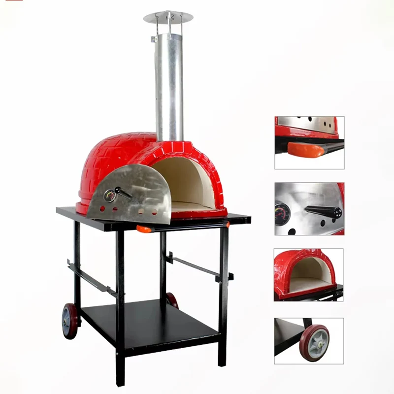 

26 Inch Outdoor Wood Fired Commercial Mobile Pizza Oven Machine Outdoor Camping Baking Waterproof Durable Portable Flame Safety