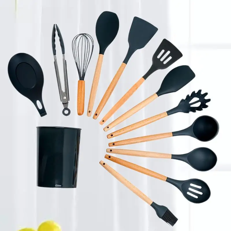 Ultimate 11-Piece Creative Kitchen Tool Set with Silicone Spatula and Storage Bucket - The Perfect Solution for Your Culinary A