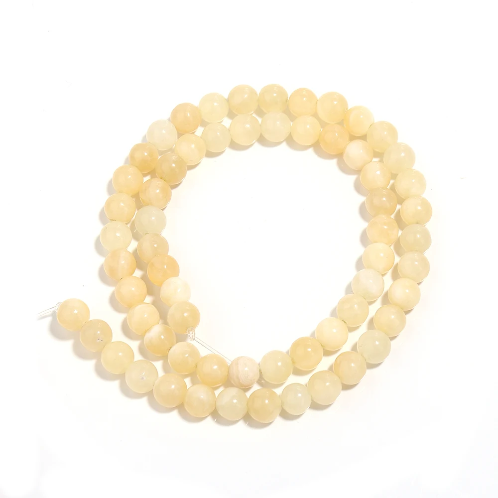 1-streng natuursteen gele jade kralen ronde echte steen kralen losse edelsteen voor doe-het-zelf armband ketting sieraden maken