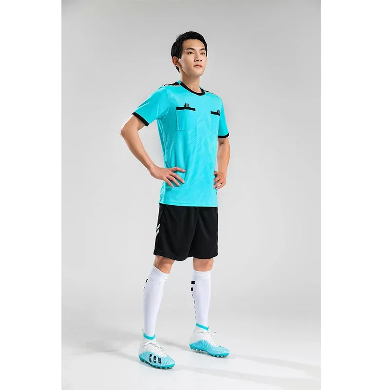مجموعة زي حكم كرة القدم سريعة الجفاف للرجال، زي الفريق المطبوع للبالغين، معدات منافسة الطلاب في الصيف