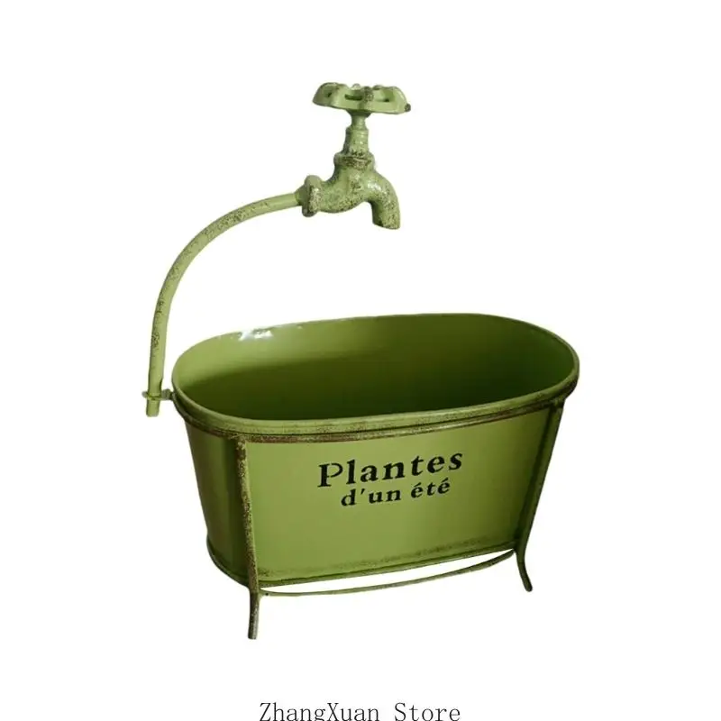 Eleganter Eisen-Gartenpflanzer mit Wasserauslauf-Design, für kleine Pflanzen, 3 x – Detail 9