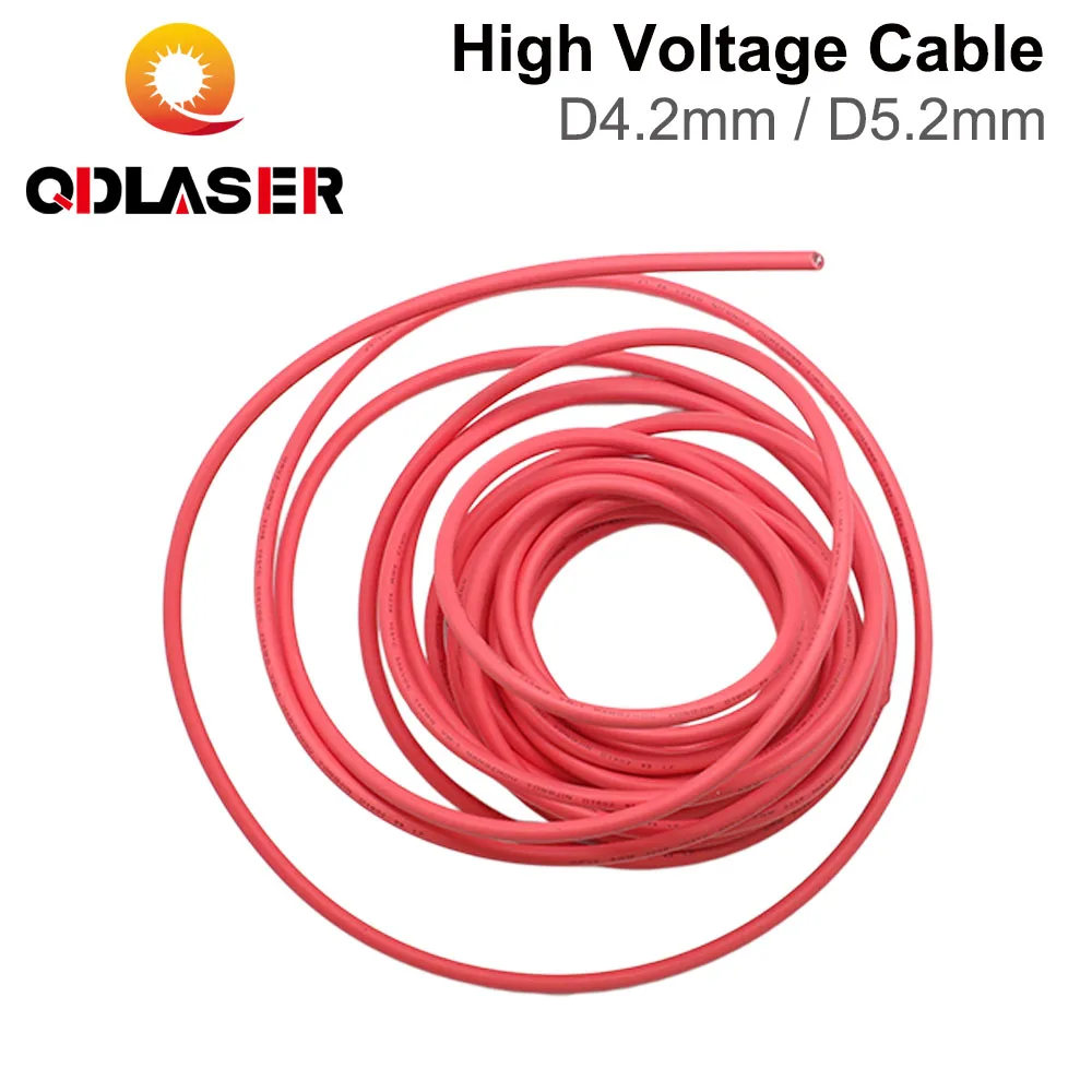 QDLASER 3 Meters Red High Voltage Ignition Wire Lead Cable for CO2 Laser Tube Power Source Supply Replacement