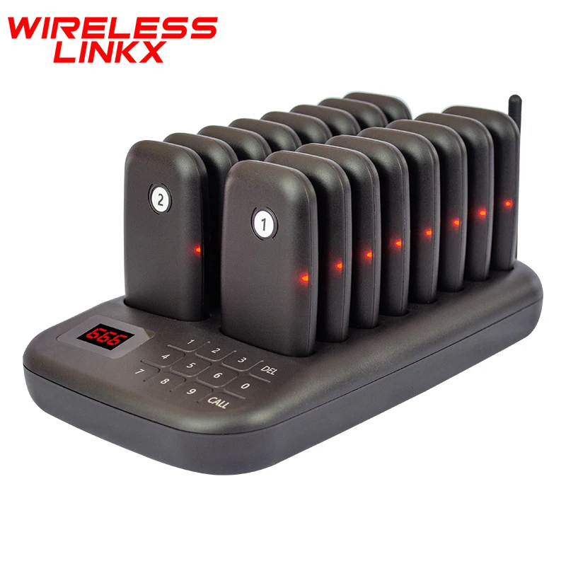 Wireless Restaurant Pager System Waterproof 16 Buzzers Long Range 800m Waterproof & Oilproof for Coffee Shop Food Truck