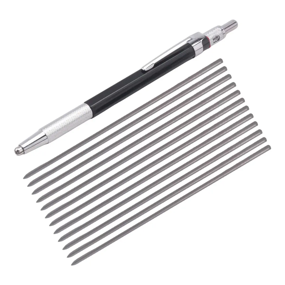 Compatible 2.0mm Mechanical Pencil Lead Pencil for Draft Drawing Carpenter Crafting Art Sketching with 12 Pcs Refill - Black