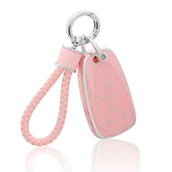for Chevy Key Fob Cover with Keychain, Pink Pink Soft TPU Key Case Protection Fit for Chevrolet Equinox Malibu Camaro Traverse