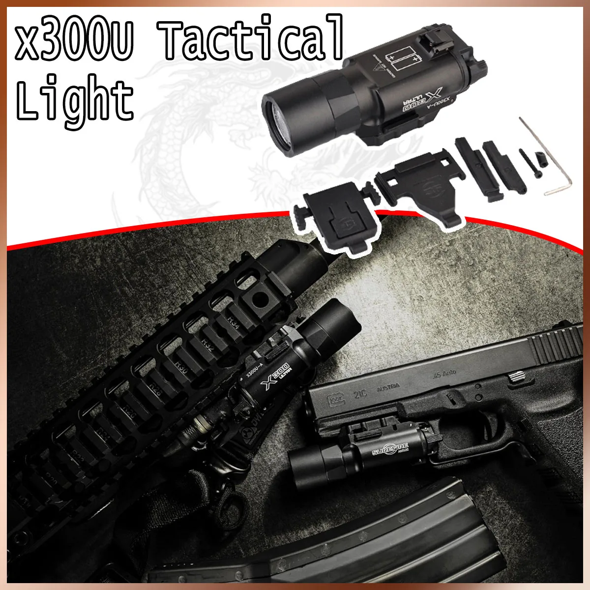 

X300 Ultra Series LED WeaponLights Outdoor tactical strong High Output LED light Flashlight for HuntingTactical Gear Accessories