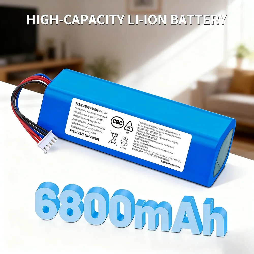 High Capacity 6800mAh 14.8V Battery Replacement for Ecovacs Deebot T5 T8 T9 T20 X1 Omni T10 Turbo DX65