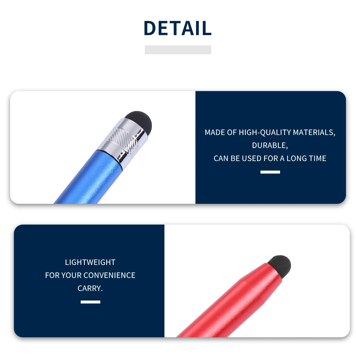 

2pcs Stylus Set Pen Premium Durable Slim Capacitive Touch Screen Pens Double Head for Phone Tablet Lightweight Practical Long
