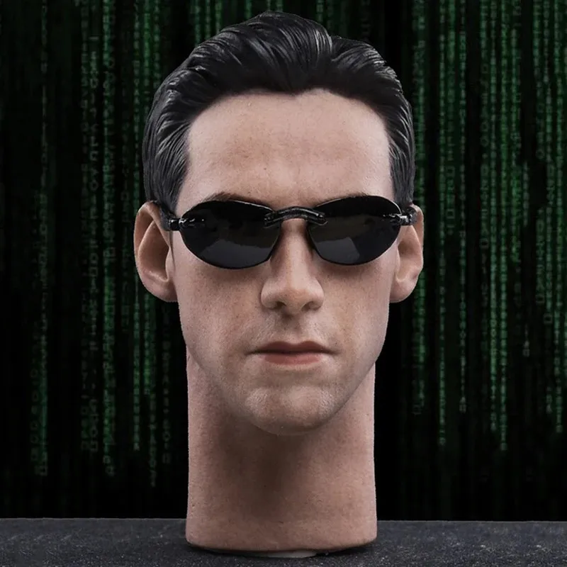 JX033 1:6 Scale Figure Accessory Model Head Sculpt Keanu The Matrix Neo With Glasses For 12 Inch Action Figure Male Body