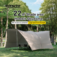 8-10 Person Camping Sun Shade Canopy Waterproof Windproof UV Protection Outdoor Picnic Beach Tent 210D Oxford with Anti-Mosquito