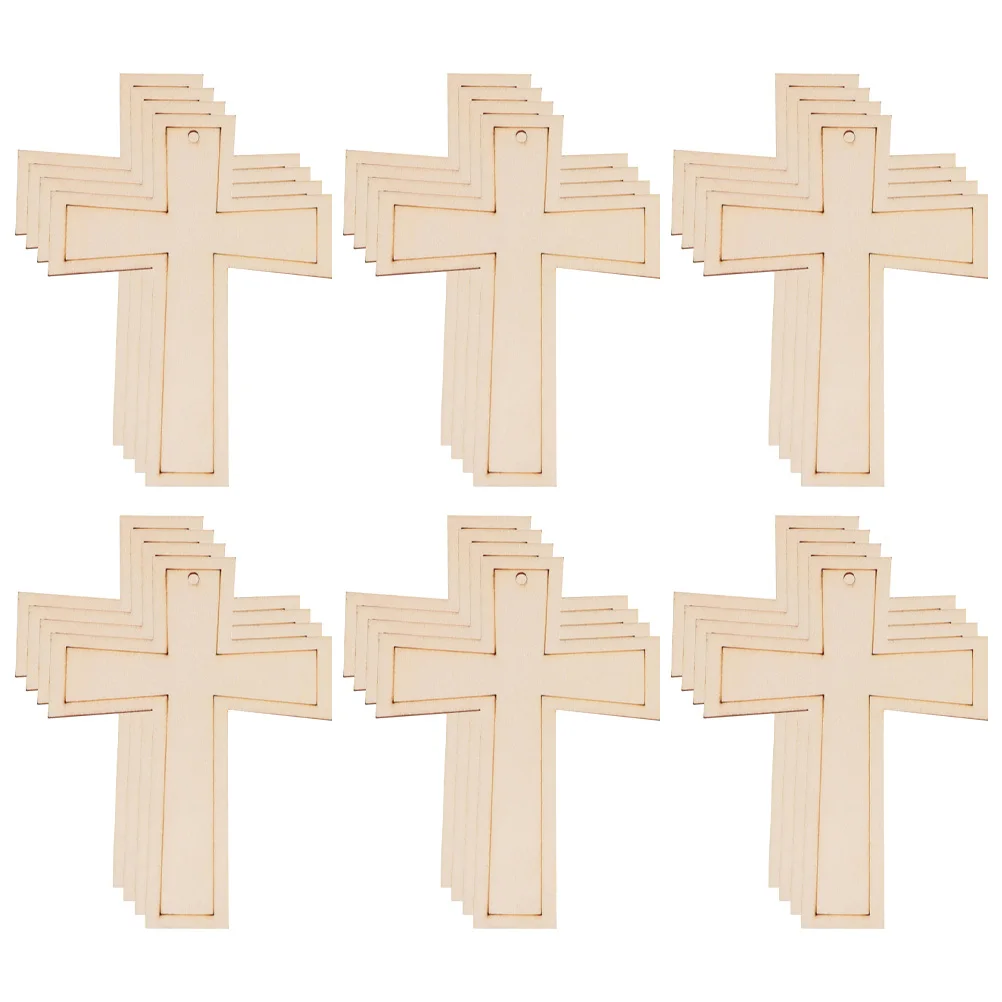 

24Pcs Wooden Ornaments DIY Graffiti Wood Slices for Kids Hand-Painted Craft Unfinished Cross Design Wall Hanging Decoration