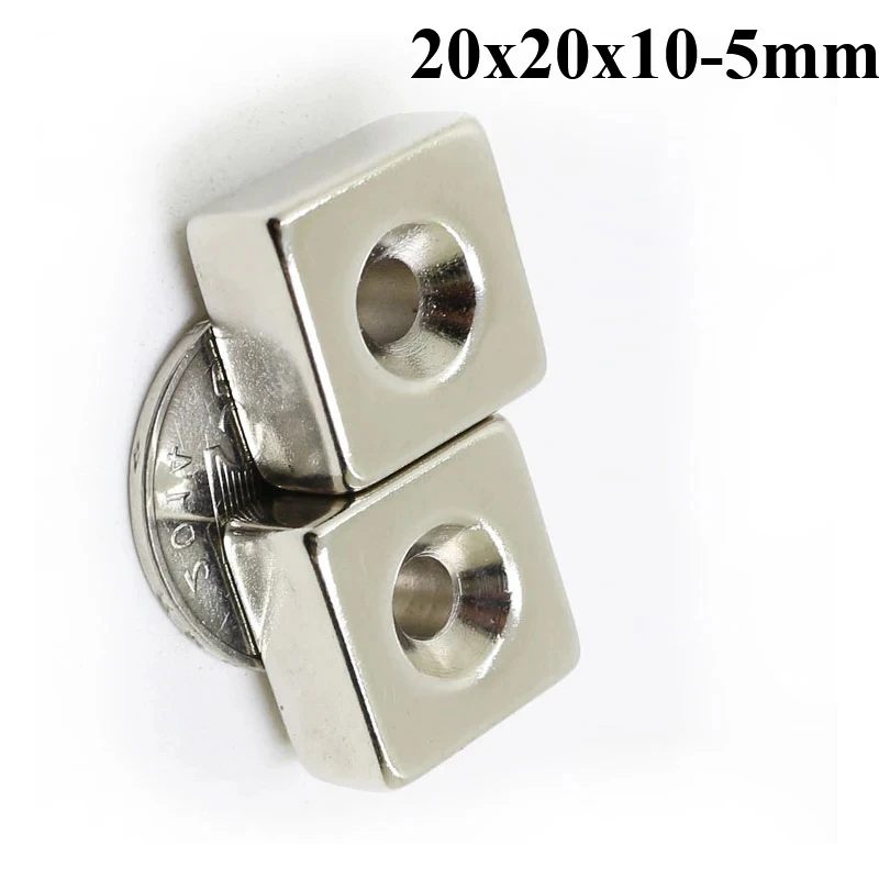 20x20x10-5mm Strong Quadrate Magnet  Hole 5mm For Home Refrigerators, Offices DIY 20*20*10-5mm