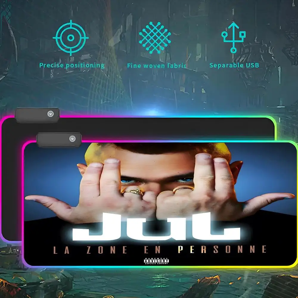 Francia Jul Rapper Mouse Pad RGB LED Light Gaming Impermeabile Grande Gamer Mouse Tappeto Grande Mause Tastiera Pad PC Scrivania Tappetino da gioco wit