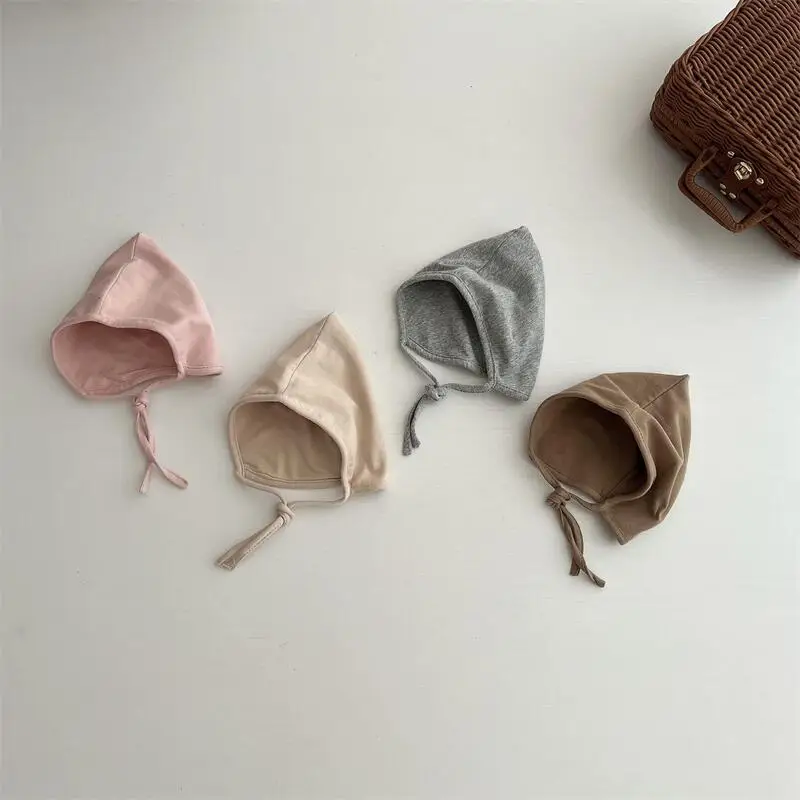 Gorro de cor sólida para o bebê recém-nascido, gorro infantil, acessórios para meninas e meninos, algodão macio, Coréia, 2022