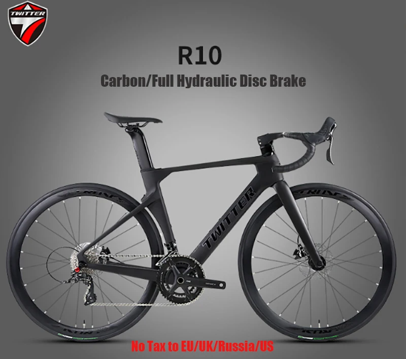 Carbon Road Bikes TWITTER R10 24S Full Hydraulic Disc Brake With Integrated Carbon Handlebar Ultra Light All  Inter Cable