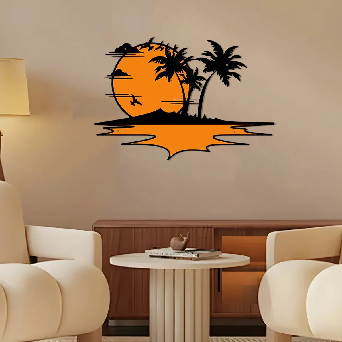CIFBUY Sunset Palm Tree Metal Wall Art Rust Proof Waterproof Indoor Outdoor Living Room Kitchen Home Decoration