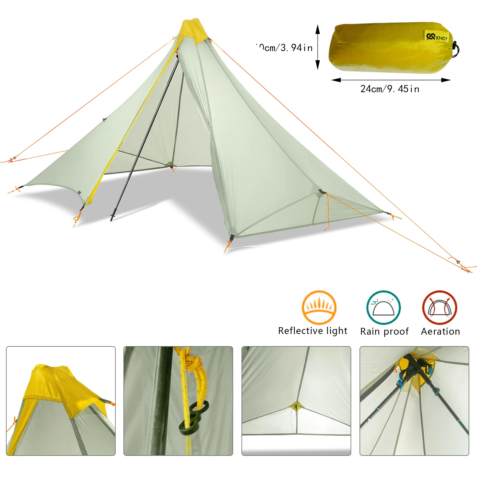 Ultraleicht 410g Outdoor Camping Zelt 20D Nylon Zwei-side Silikon Beschichtet Kolbenstangenlosen