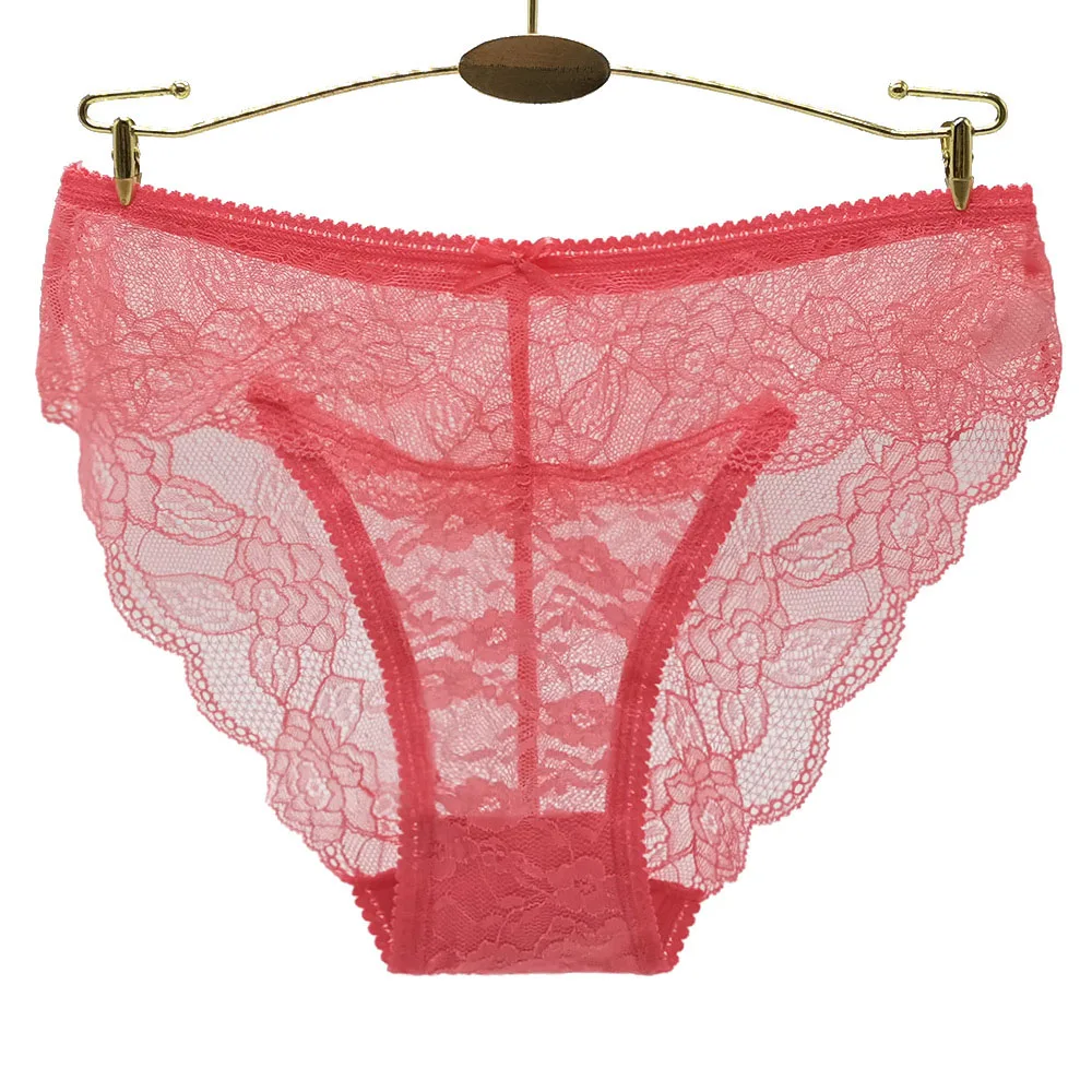 Moonflame 5 Pcs / Lots Sexy Lingerie Underwear Solid Color Full Lace Transparent Women\'s Panties