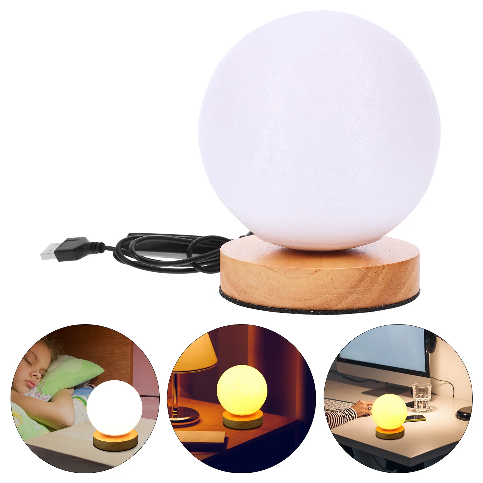 Rotatable Moon Lamp Led Night Light For Bedroom Usb Powered Warm Decorative Room Lamp Creative Bedside Lighting