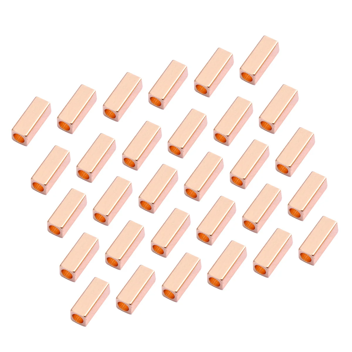 50Pcs Rectangular Copper Tube Spacers Hollow Beads for Jewelry Making DIY Necklace Bracelet Earrings Craft Supplies