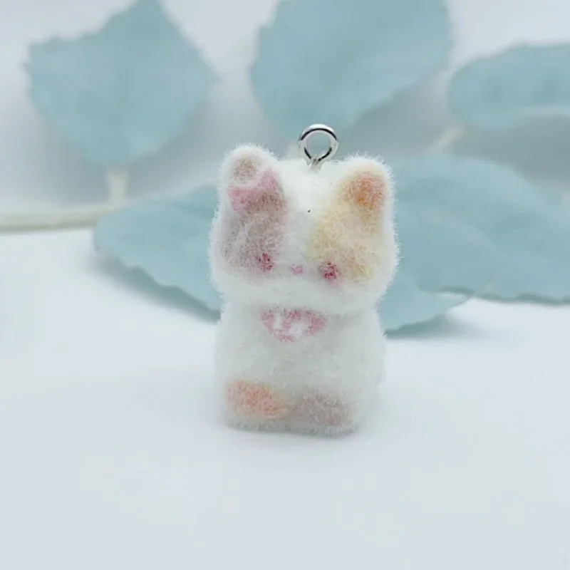 10Pcs Mixed Flocked Kitten Resin Charms Cute Mini Flocking Cat Pendant DIY Handmade Bracelet Keychain Necklace Craft Supplies image 3