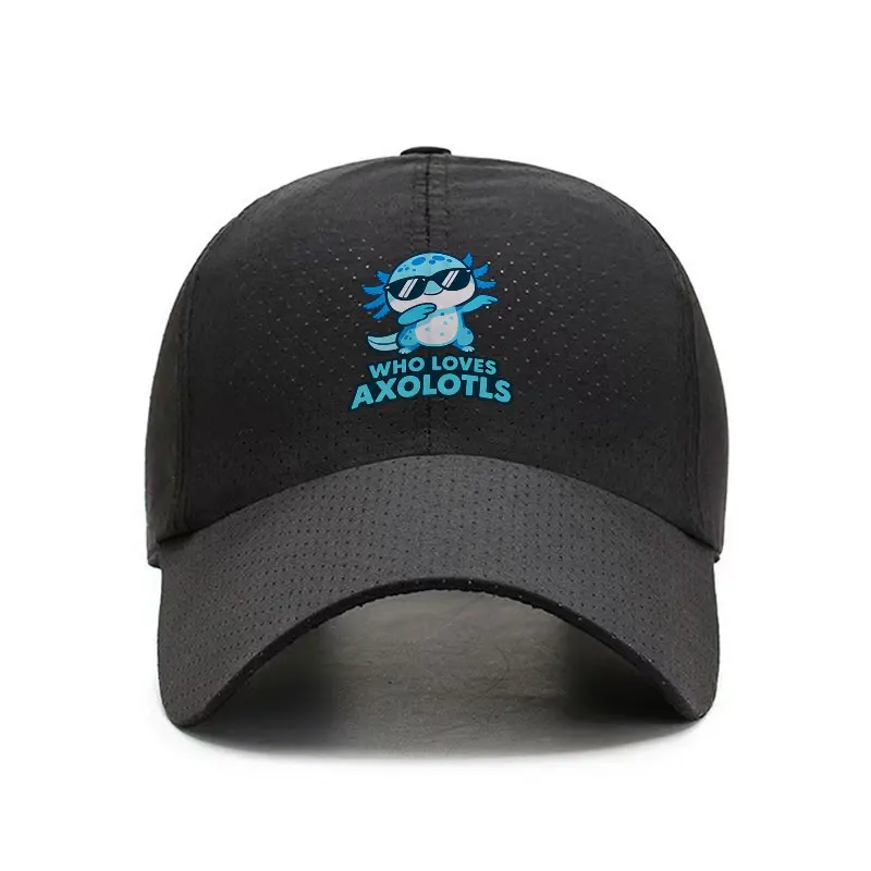 Who Loves Axolotls Quick Dry Baseball Cap Unisex Adjustable Outdoor Sports Sun Hat
