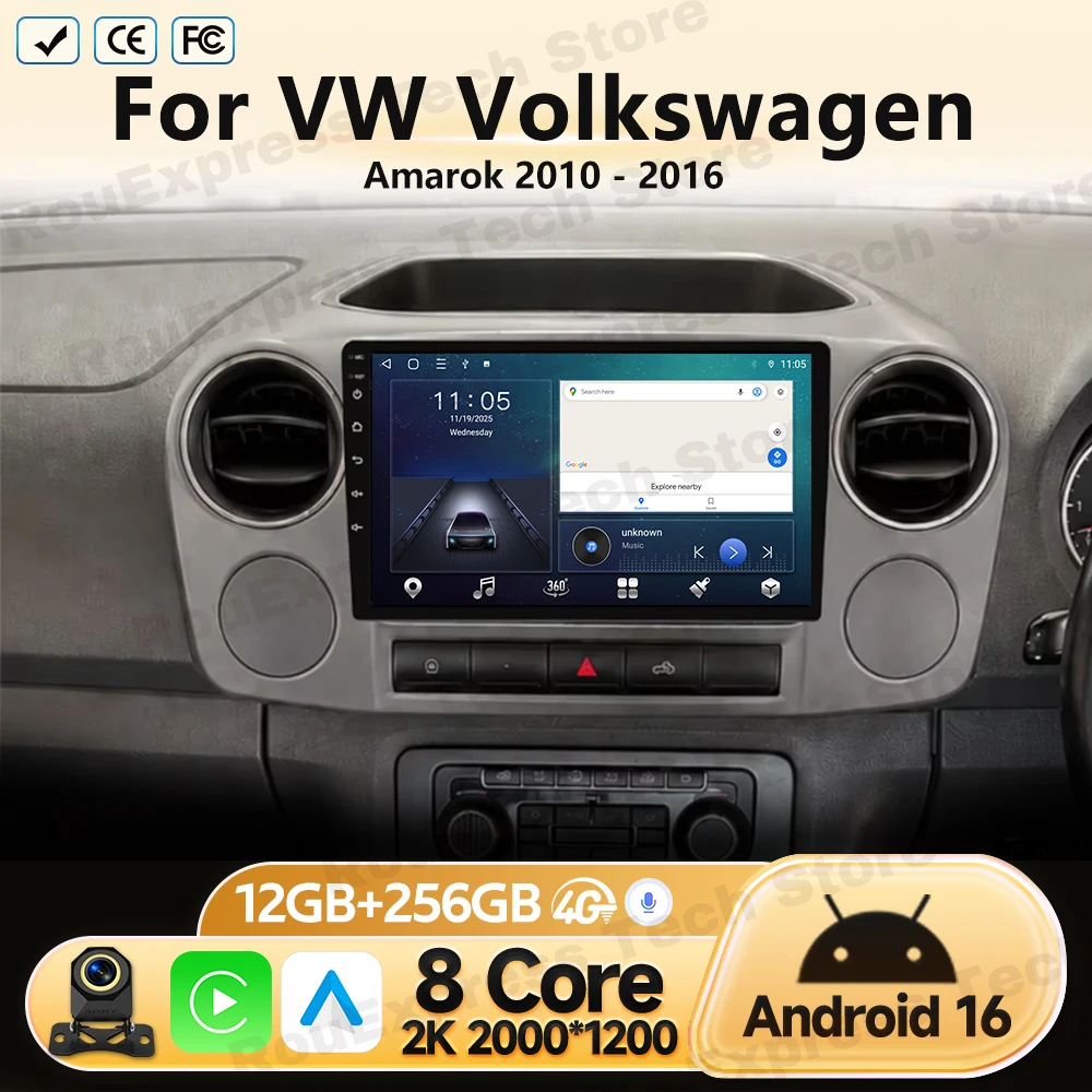 Radio Car Head Unit For VW Volkswagen Amarok 2010 2011 2012-2016 Android Auto GPS Navigation Multimedia Video Player No 2Din DVD